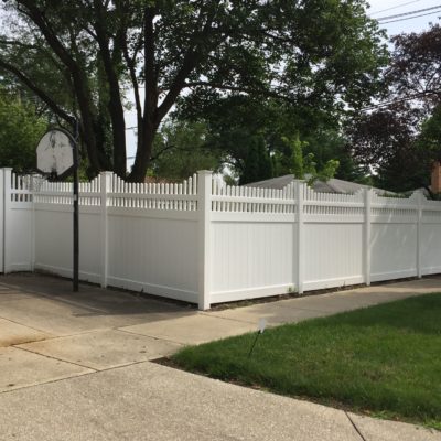 Photo of a 6 foot White Vienna PVC fence installed by First Fence Company