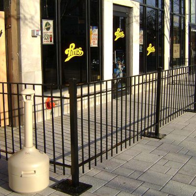 Photo of a removable custom powder coated iron railing system - First Fence