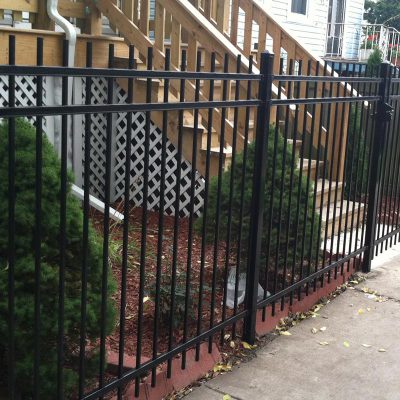 Photo of a custom ornamental steel fence installed by First Fence Company in Hillside, IL