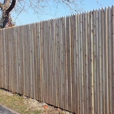Photo of a custom spear wood fence installed by First Fence Company in Hillside,IL