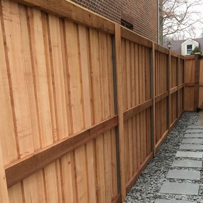 Photo of a custom wood fence installed by First Fence