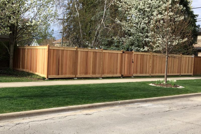Photo of a wood fence installed by First Fence Company in Hillside, IL