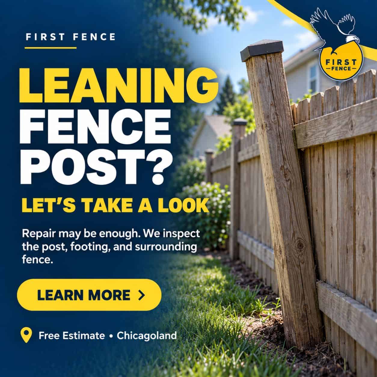 Leaning fence post? First Fence offers free estimates in Chicagoland. Learn more
