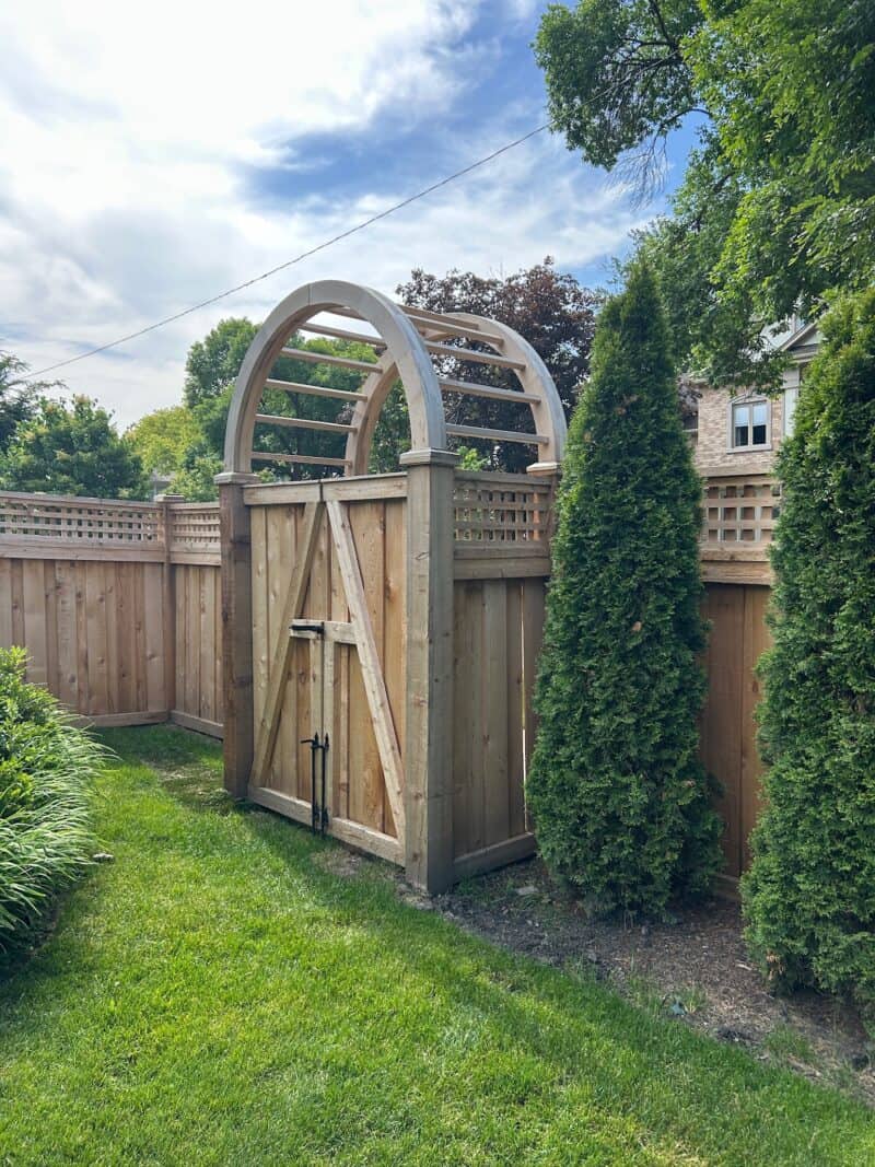 Custom Wood Fence with Double Gate and Arbor in Western Springs, IL